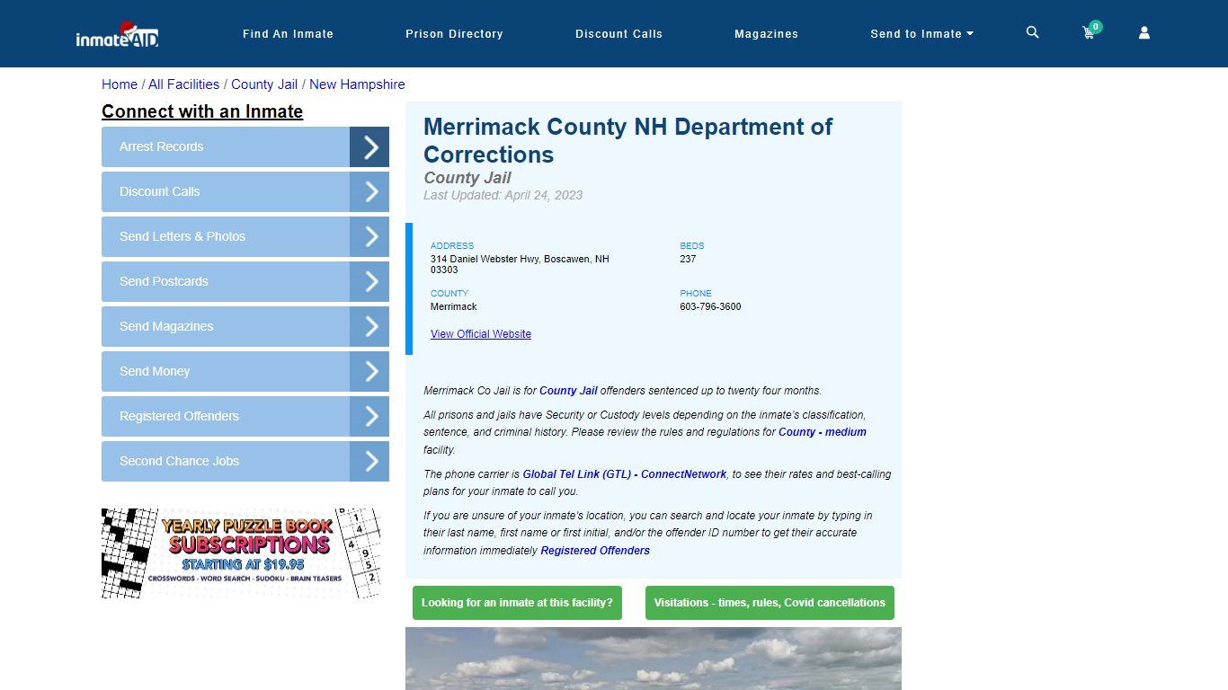 Merrimack County NH Department of Corrections - Inmate Locator ...