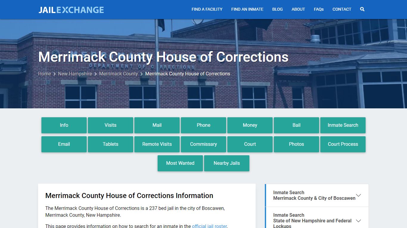 Merrimack County House of Corrections, NH Inmate Search, Information