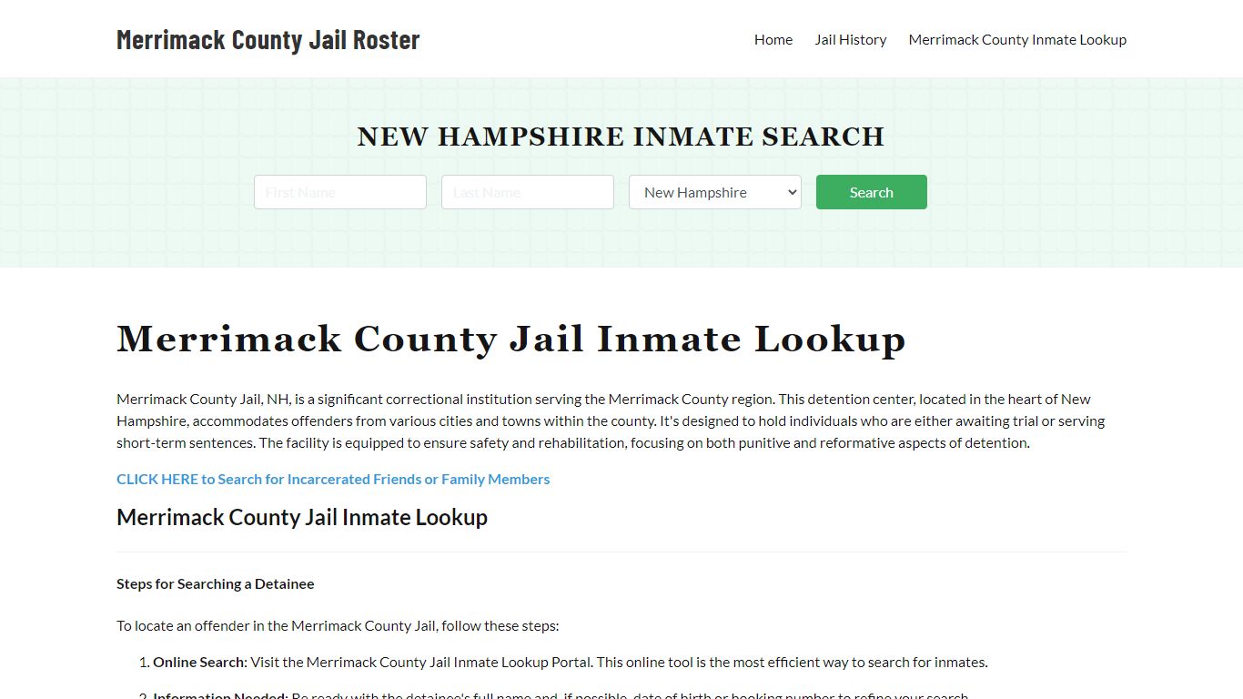 About Merrimack County Sheriff's Office and Jail, NH